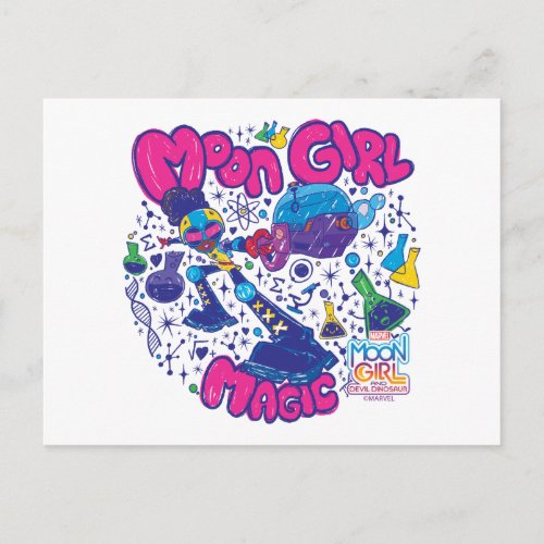 Moon Girl Magic Science Doodle Graphic Postcard