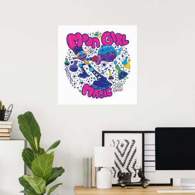 Moon Girl Magic Science Doodle Graphic Poster (Home Office)