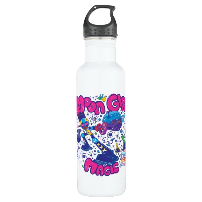 Moon Girl Magic Science Doodle Graphic Stainless Steel Water Bottle (Front)