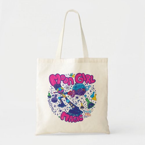 Moon Girl Magic Science Doodle Graphic Tote Bag