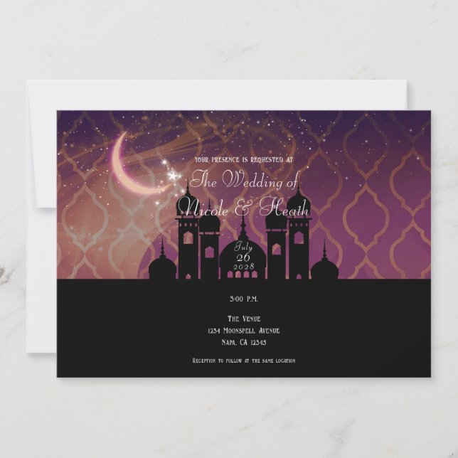Moon Glow Arabian Nights Moroccan Wedding Invitation (Front)