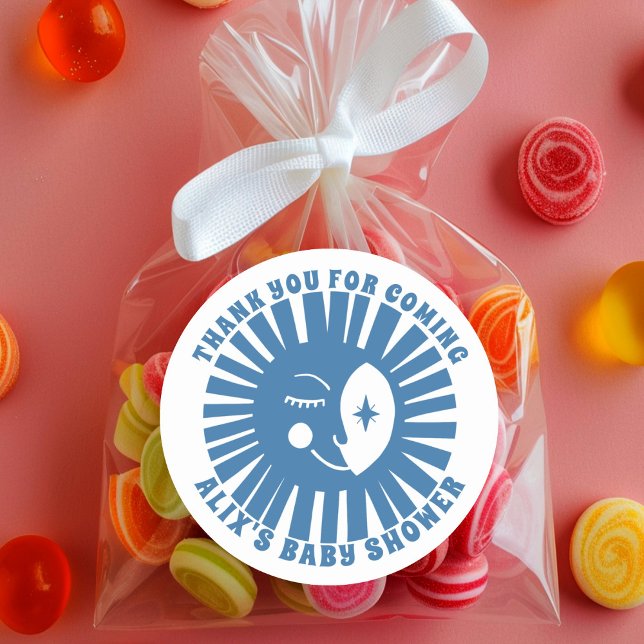 Moon Glow Boho Modern Cute Baby Shower CUSTOM  Classic Round Sticker (Moon Glow Boho Modern Cute Baby Shower CUSTOM Classic Round Sticker
)