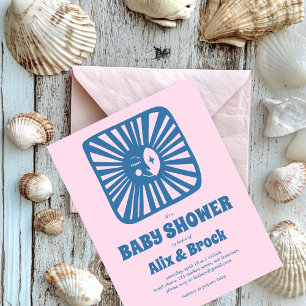 Moon Glow Boho Modern Cute Custom Baby Shower Invitation