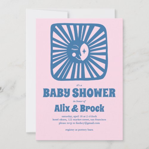 Moon Glow Boho Modern Cute Custom Baby Shower  Invitation