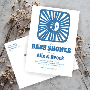 Moon Glow Boho Modern Cute Custom Baby Shower Invitation Postcard