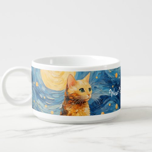 Moon Glow Cat Midnight Muse Personalized Bowl