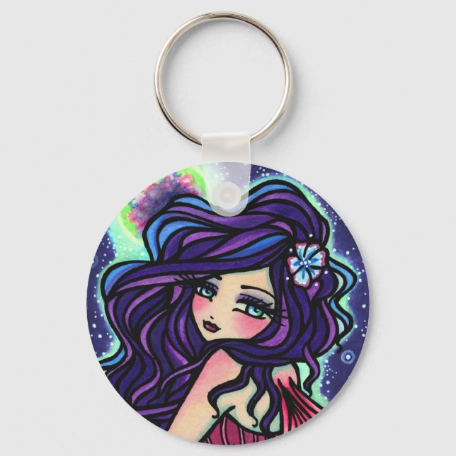 Moon Glow Fairy Fantasy Mermaid Keychain (Front)