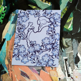 Moon Goddess Cat Witch Blues Postcard