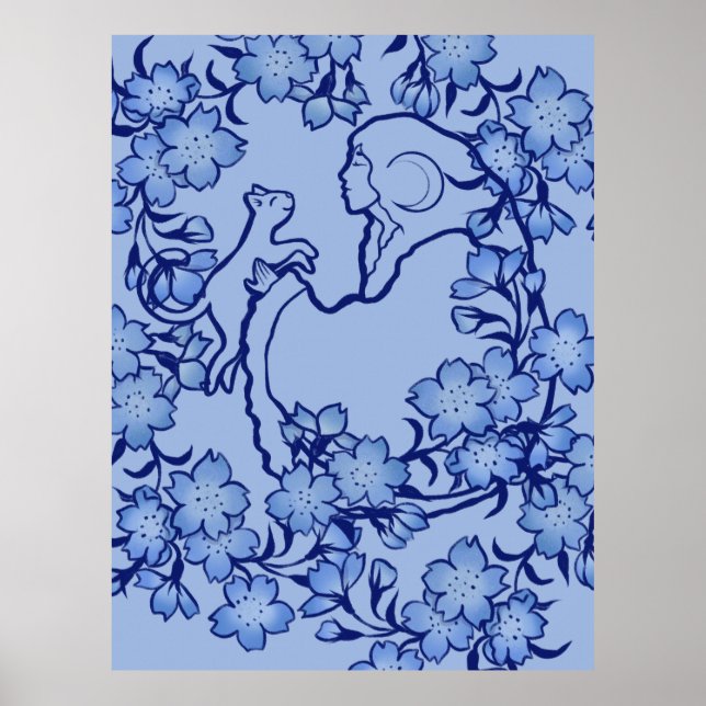 Moon Goddess Cat Witch Blues  Poster (Front)