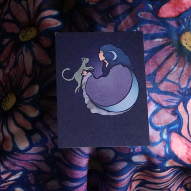 Moon Goddess Cat Witch Card (Creator Uploaded)