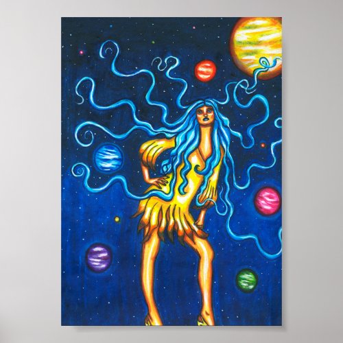 Moon Goddess Celestial Fantasy Original art Poster