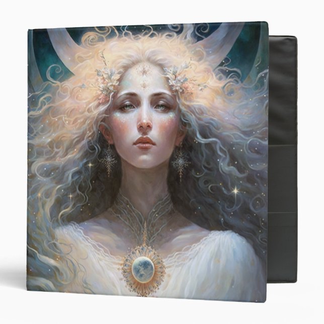 Moon Goddess Fantasy Art 3 Ring Binder (Front/Inside)
