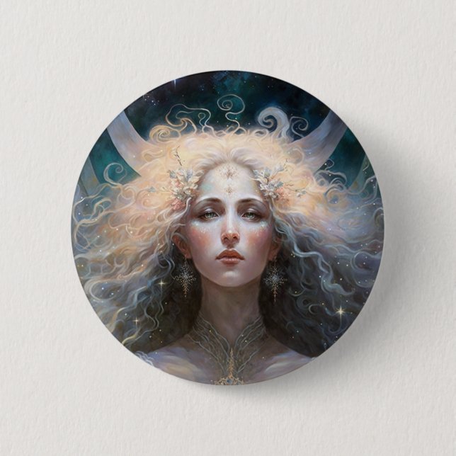 Moon Goddess Fantasy Art Button (Front)