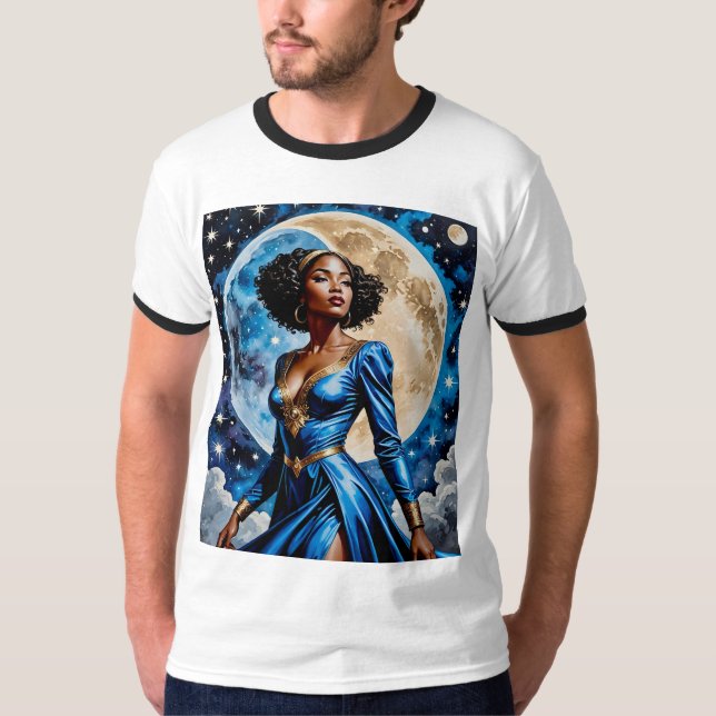Moon Goddess in Blue Magic TShirt Design (Front)