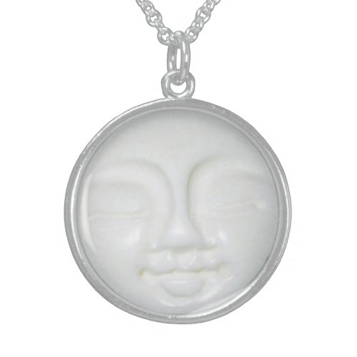 Moon Goddess Porcelain Silver Plated Necklace