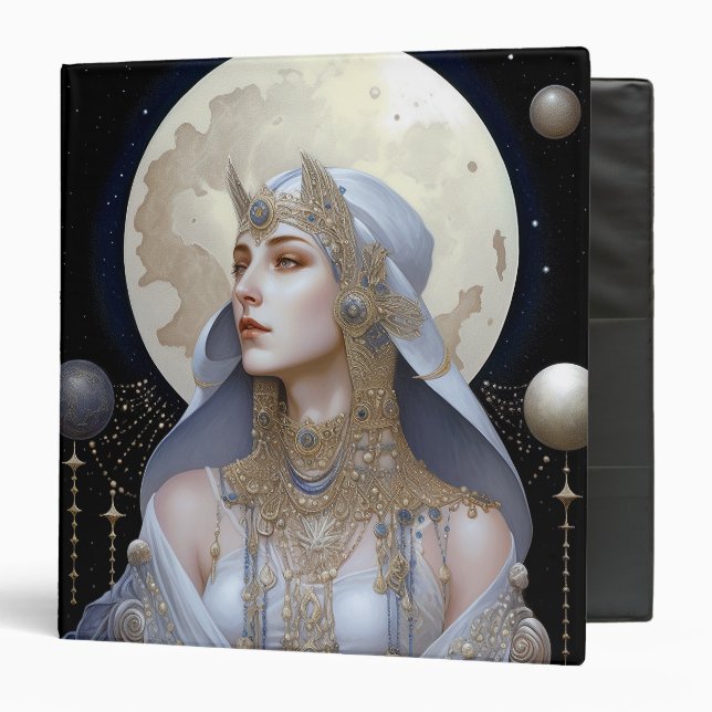 Moon Goddess Queen Fantasy Art 3 Ring Binder (Front/Inside)