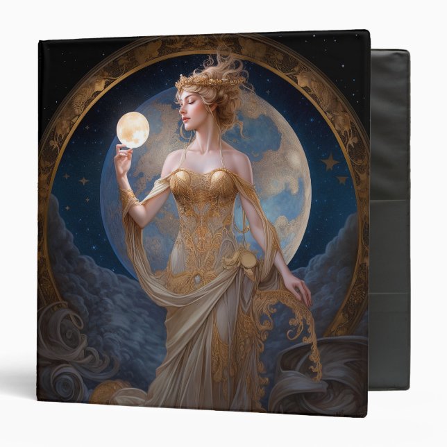 Moon Goddess Queen Fantasy Art 3 Ring Binder (Front/Inside)