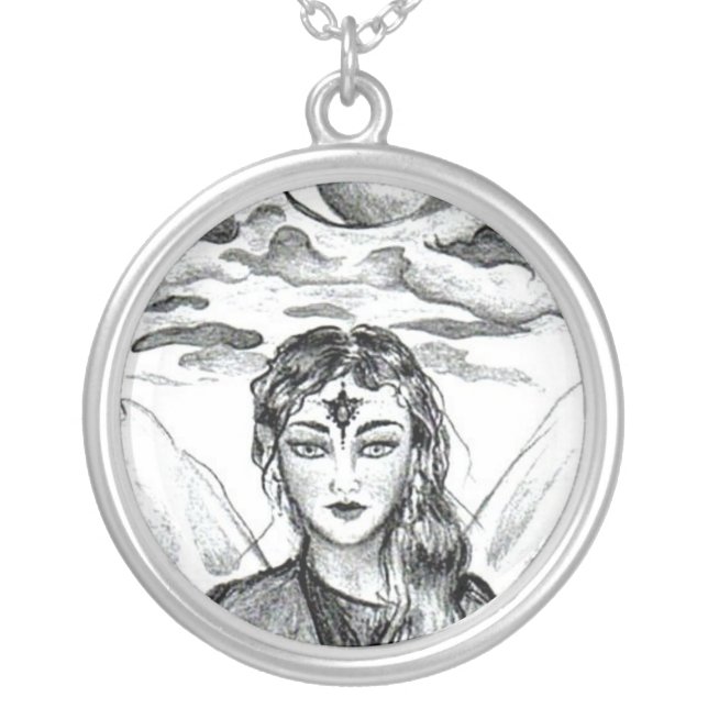 Moon Goddess Silver Plated Necklace (Front)
