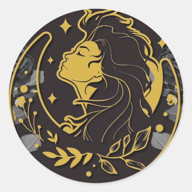 Moon Goddess - Wicca - Pagan Classic Round Sticker (Front)