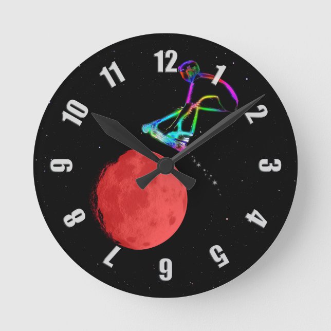 Moon Grabber - Stunt Scooter Rider Round Clock (Front)