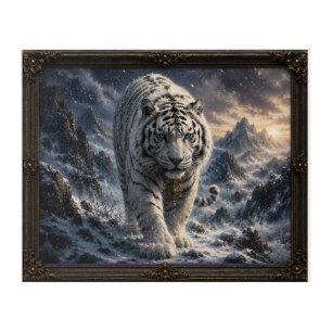 Moon Guardian White Tiger Fantasy Snow Mountain Acrylic Print