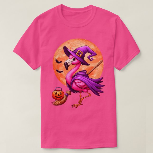 Moon Halloween Flamingo T-Shirt (Design Front)