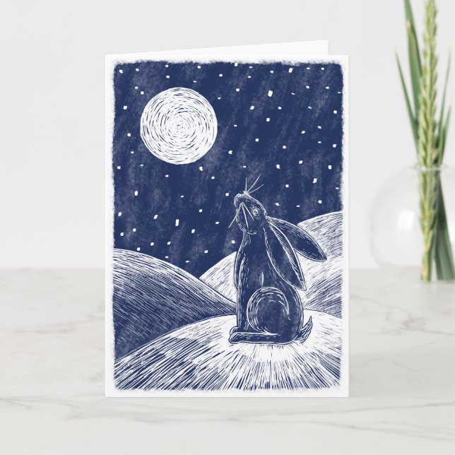 Moon Hare in the snow Card (Front)