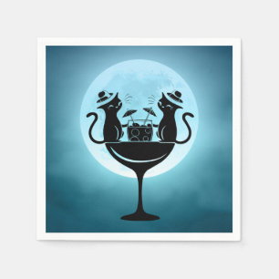 Moon Having Cocktails Party Cats Napkins