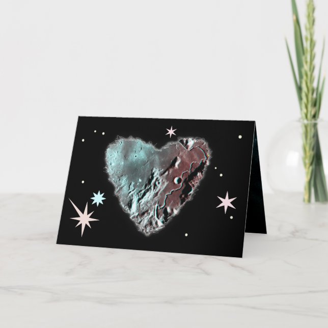 Moon Heart Sci Fi Valentine Love Romance Card (Front)