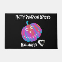 Moon Hearts Halloween Pumpkin Door Mat