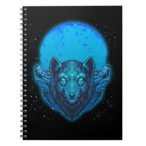 Moon Howling Wolves Winter Nature Wolf Notebook