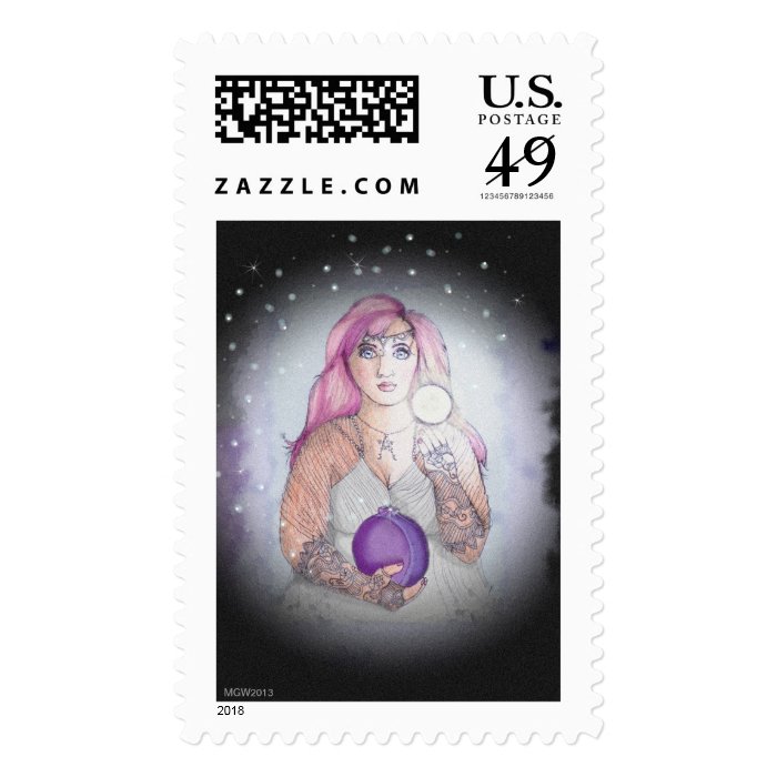 Moon in a Bottle Witch Wiccan Pagan Stamp