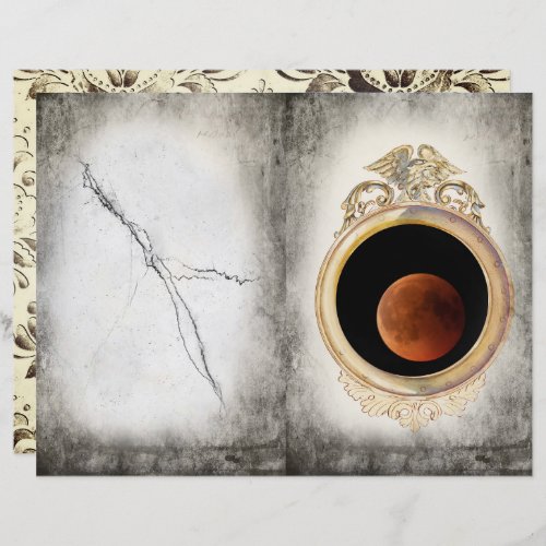 Moon in a mirror gothic scrapbook paper