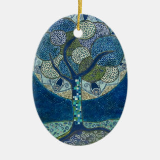 "Moon in Bloom" (painting) Ceramic Ornament