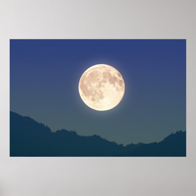 Moon in the Night Sky Poster (Front)