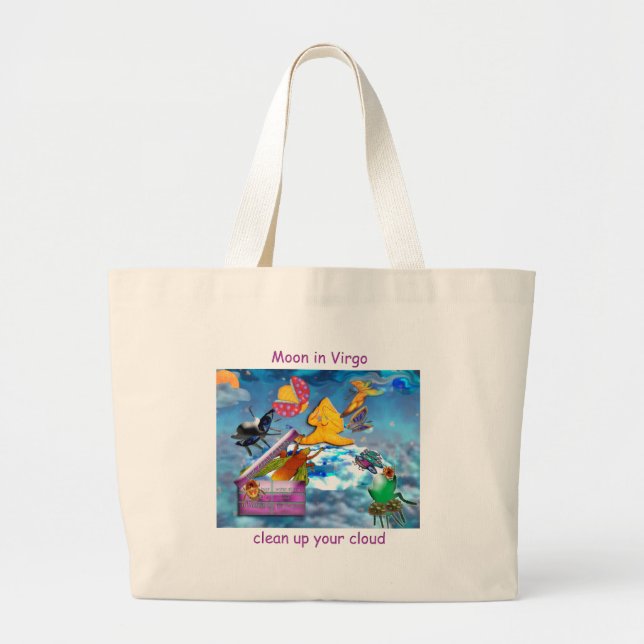 Moon in Virgo Large Tote Bag (Front)