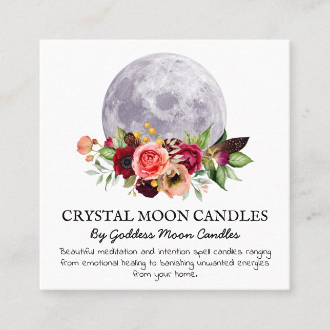 Moon Intention Candle Spell Square Business Card (Front)