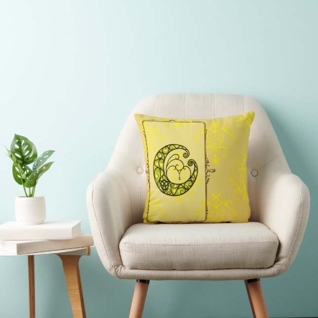 Moon Is Mine Yellow Throw Pillow (Chair)