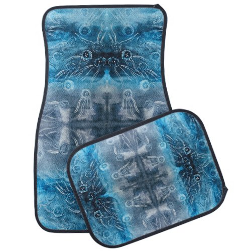 Moon jellyfish batik print car floor mat