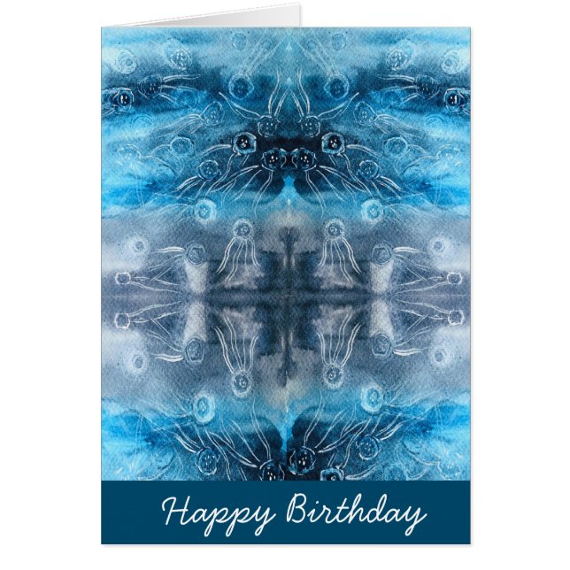 Moon jellyfish batik print cards (Front)