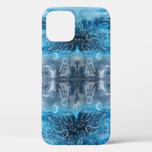 Moon jellyfish batik print iPhone 12 case