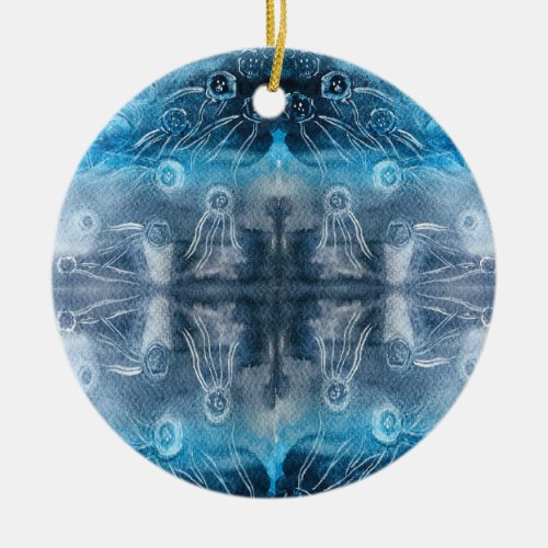 Moon jellyfish batik print ceramic ornament