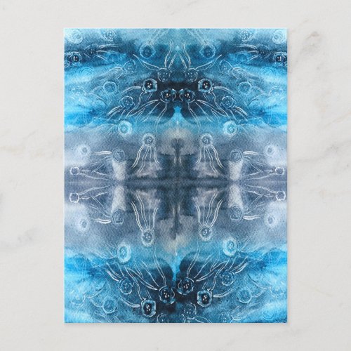 Moon jellyfish batik print postcard