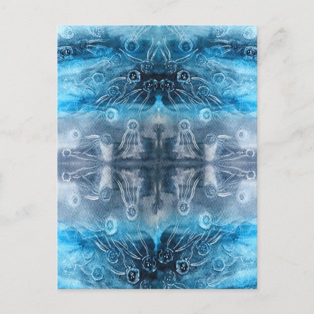 Moon jellyfish batik print postcard (Front)