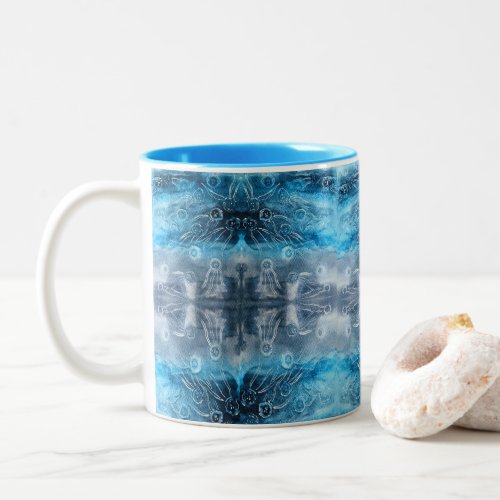 Moon jellyfish batik print Two_Tone coffee mug