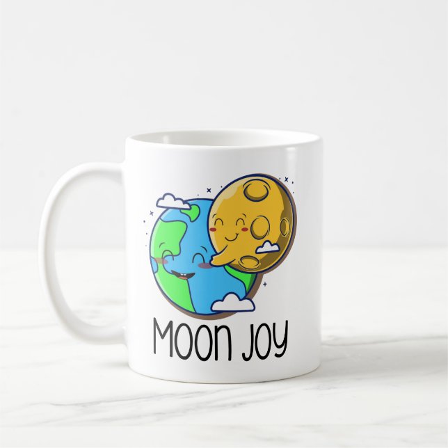 Moon Joy Cute Earth and Moon Hug Coffee Mug (Left)