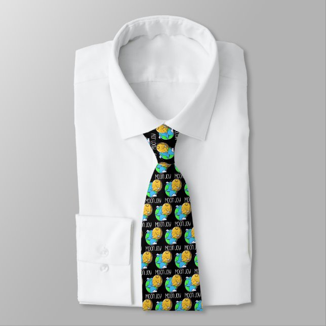 Moon Joy Cute Earth and Moon Hug Neck Tie (Tied)