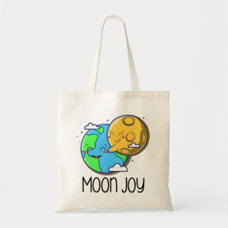 Moon Joy Cute Earth and Moon Hug Tote Bag