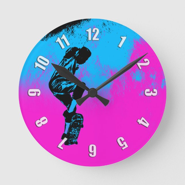 Moon Jumping - Skateboarder Round Clock (Front)