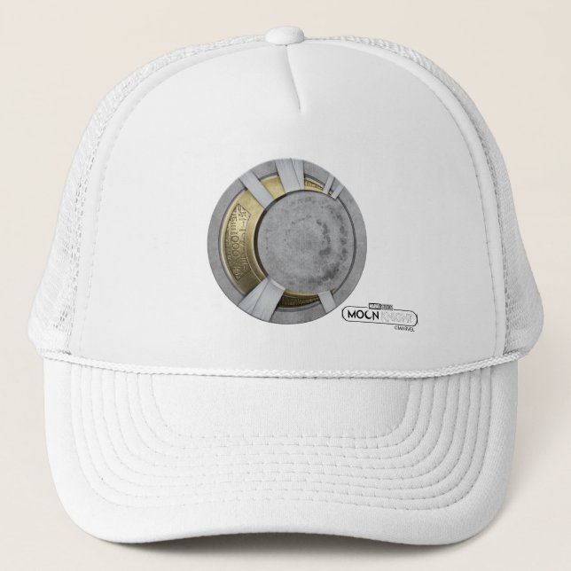 Moon Knight Crescent Moon Chest Icon Trucker Hat (Front)